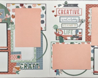 Being Creative is not a hobby it's a way of life - craft scrapbook page kit, premade scrapbook kit, premade scrapbook pages, premade page