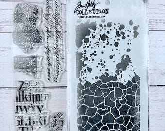 Stamper's Anonymous Tim Holtz Mixed Media Stamps & Stencil Set Fragments THMM123 - Grime and Crackle Stencil