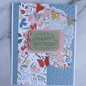 Happy Birthday Card, Birthday Handmade Card,  Floral Birthday Card, Birthday Card for her