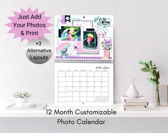 Customizable Photo Calendar | Photo Wall Calendar | DIY Printable Calendar | Gift for Grandparent | Gift for Mom | Gift for Dad