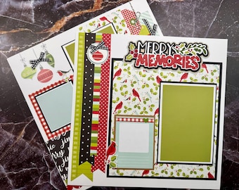 Merry Memories - Christmas Premade scrapbook pages or Page kit