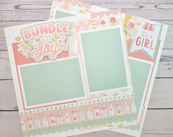Bundle of Joy Scrapbook Layout | Baby Girl Page Kit | Baby Girl Scrapbook Pages | Baby Girl Premade 2 Pages