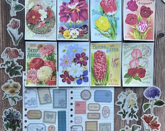 Vintage Journal Ephemera Bundle - Vintage Botanicals 125+ piece bundle Junk Journal, Art Journal, Junk Journal Kit, Journal Ephemera Pack