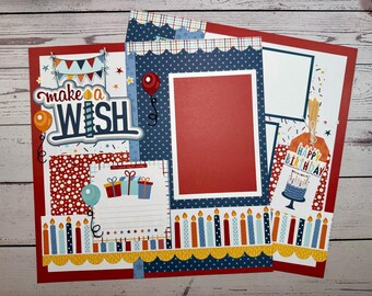 Make a Wish Birthday Layout | Double Page Birthday Scrapbook Page Kit