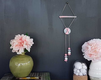 Grey & Pink Clay Wall Hanging