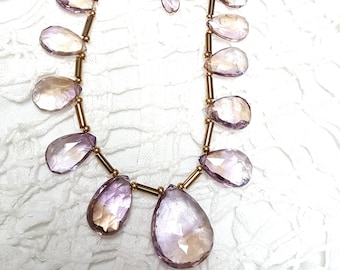 Ametrine Drops Necklace, graduated gemstone briolettes on antique gold chain, one of a kind