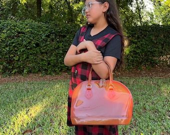Bolso vintage de gelatina Candy Jelly de los años 90, rosa, melocotón, estilo retro, estilo de los 90, estilo infantil de los 90, translúcido, moda para festivales de música, viajes.