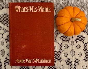 Antique Book Novel „What’s-His-Name“ von George Barr McCutcheon, Illustrierte Bücher, Vintage Bücher, Hardcover Buch, Rostfarbe, Buch sammeln
