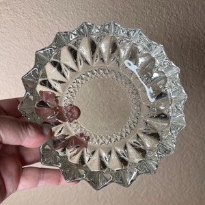 Vintage 1960&#39;s MCM Clear Glass Ashtray, Pressed Glass, Kig Indonesia, Thick / Heavy, Trinket Dish, Serveware, Tobacciana Collectible