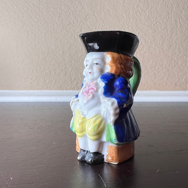 Vintage 1940's Made in Occupied Japan Toby Jug, Colonial Man Mug, Character Cup, Barware Collectible,Beer Stein,1800's Style,Victorian Decor