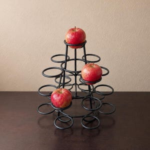 Soporte metálico vintage para frutales, soporte negro de varios niveles para manzanas, expositor de encimera para manzanas, magdalenas o mini tarros.