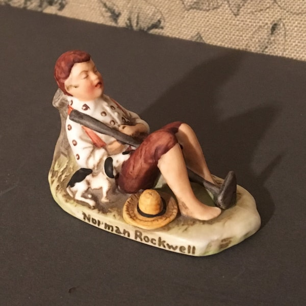 vintage Dave Grossman Design Figurine de "Lazy Bones" de Norman Rockwell Art.