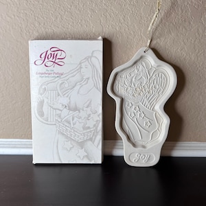 Vintage 1996 Longaberger Pottery Angel Series Cookie Mold, Christmas Cookies Baking, sugar Cookie, Angels, Joy, Religious Holiday, Church