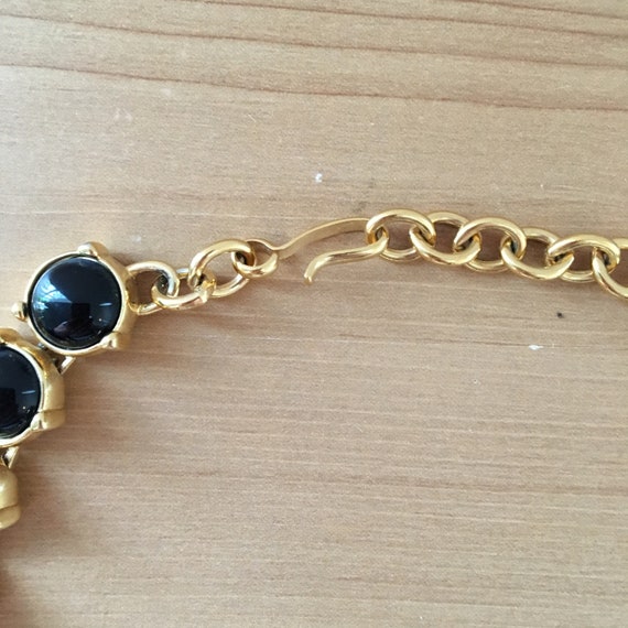 Vintage Monet Faux Black Onyx Cabochons and Gold … - image 2