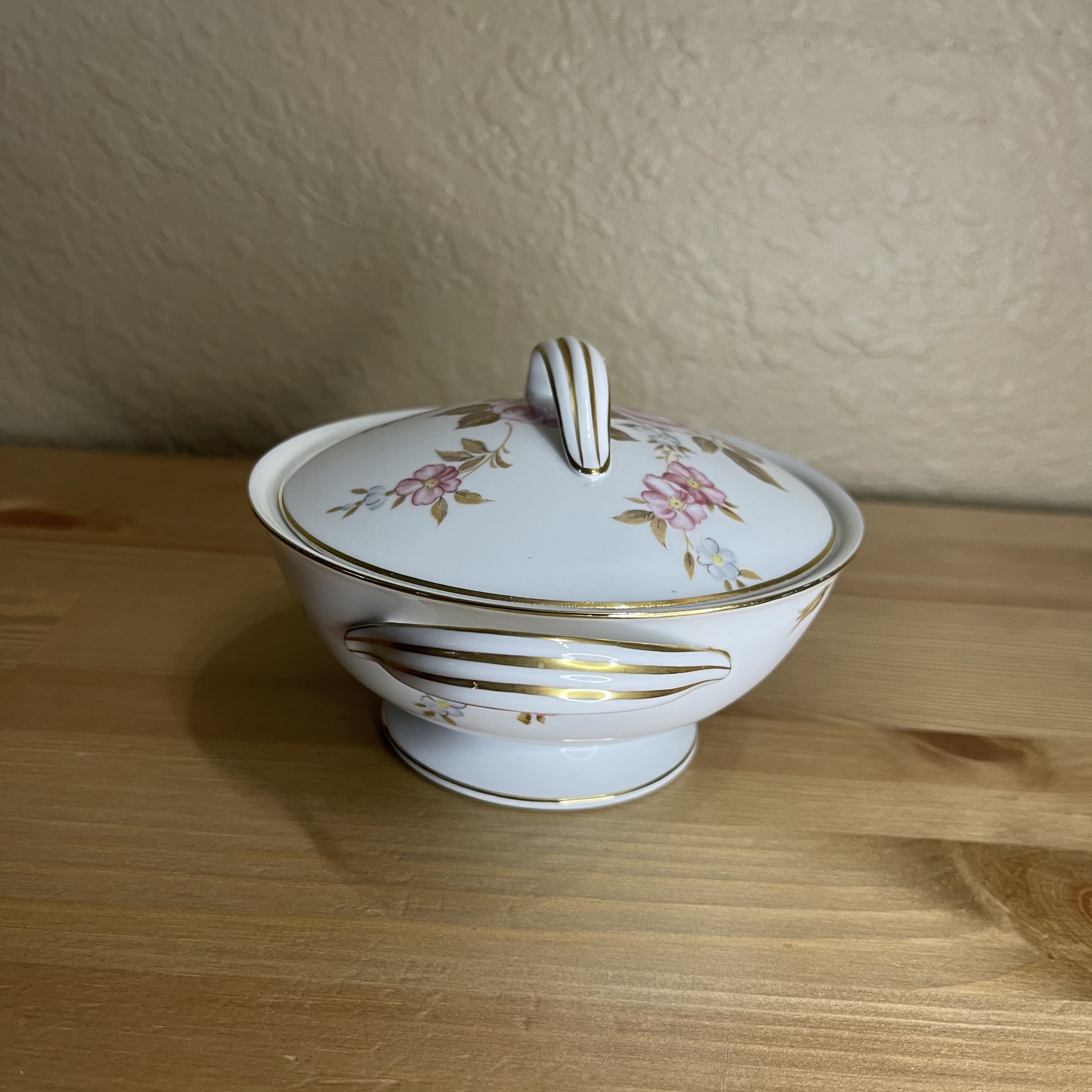 Vintage 1950's Noritake China Rosilla Lidded Sugar Bowl, Small