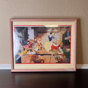 Vintage 1994 A Walt Disney Classic Snow White and the Seven Dwarfs Exclussive Commemorative Lithograph, Framed Art, Kids Room Decor, Wall