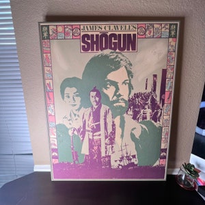 Rare 1970&#39;s Framed Art James Clavell&#39;s Shogun Poster, Japanese Feudal, Book to Movie, Asian History, Japan 1600&#39;s, Sengoku Period,Bestseller