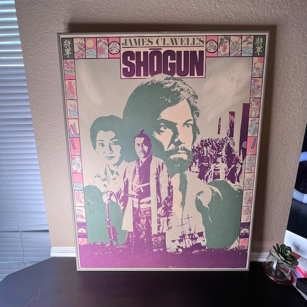 Rare 1970's Framed Art James Clavell's Shogun Poster, Japanese Feudal, Book to Movie, Asian History, Japan 1600's, Sengoku Period,Bestseller