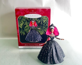 1998 Hallmark Keepsake African-American Holiday Barbie Ornament | Boxed