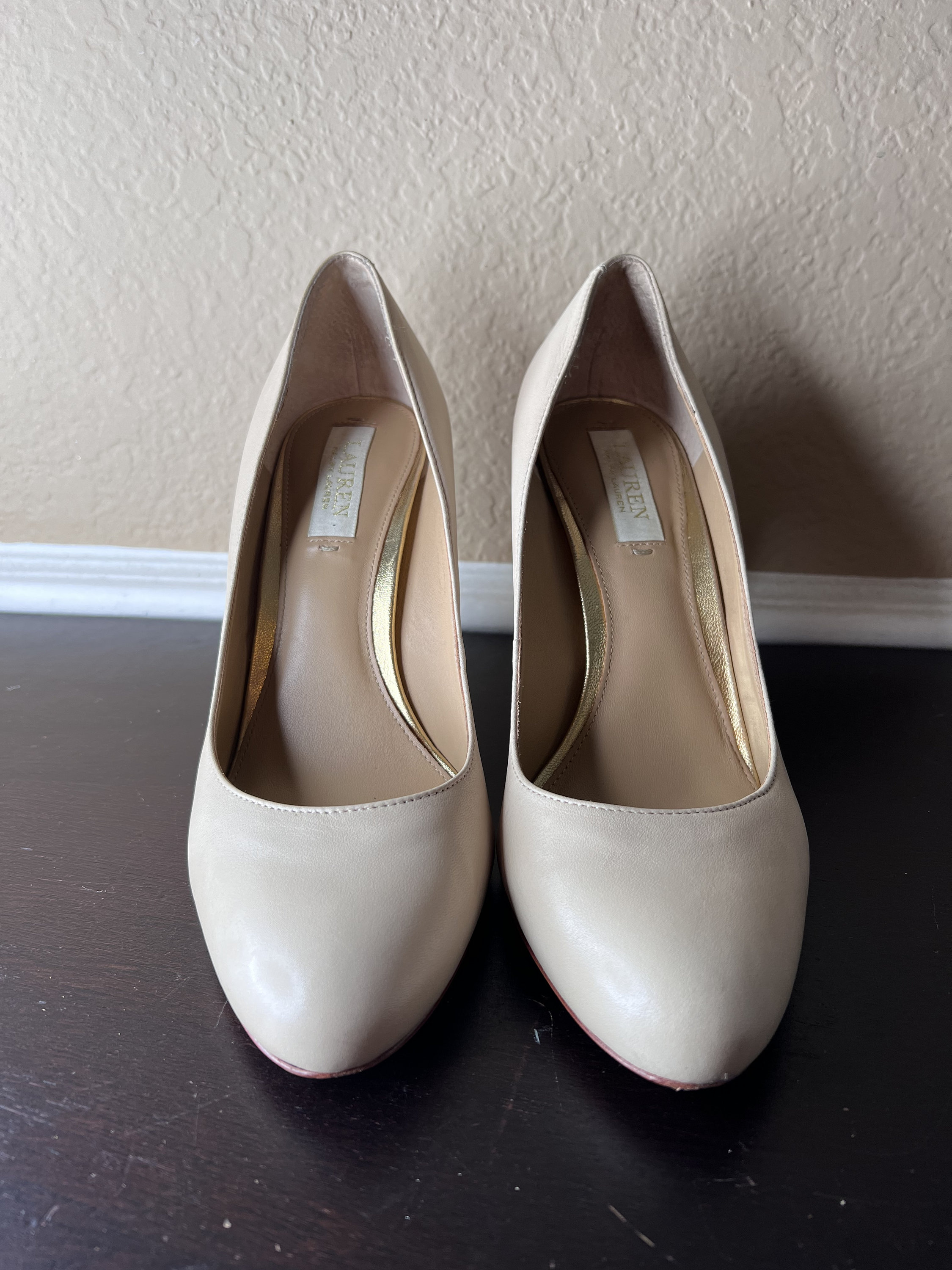 Vintage Fashion Lauren Ralph Lauren 7.5B Viona Nutral Beige High heel Pumps Womens Shoes Wedding Accessories Block Heel Texture Taupe Etsy