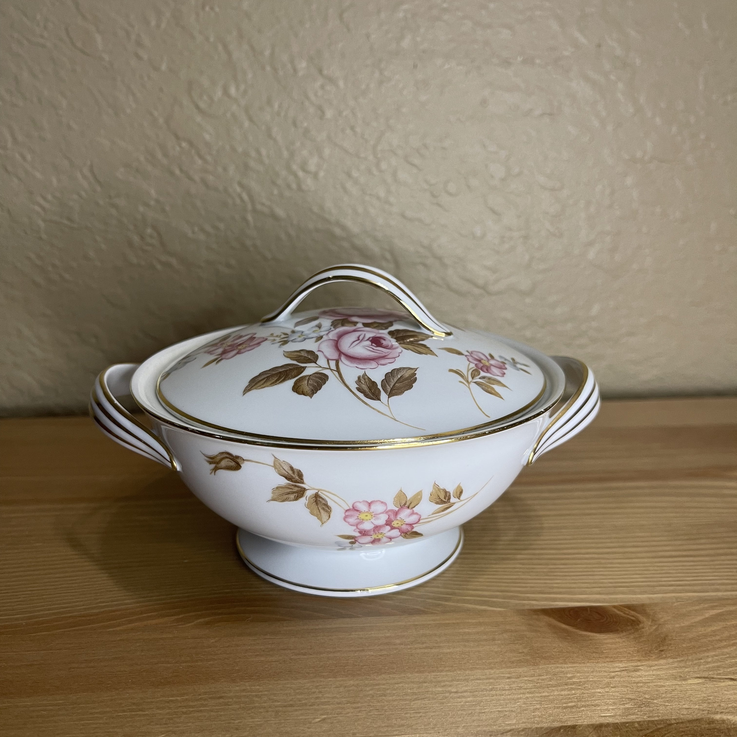 Vintage 1950's Noritake China Rosilla Lidded Sugar Bowl, Small