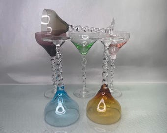 Vintage Mid-Century Cordial Coupe Glass w Spiral Stem – Single Replacement