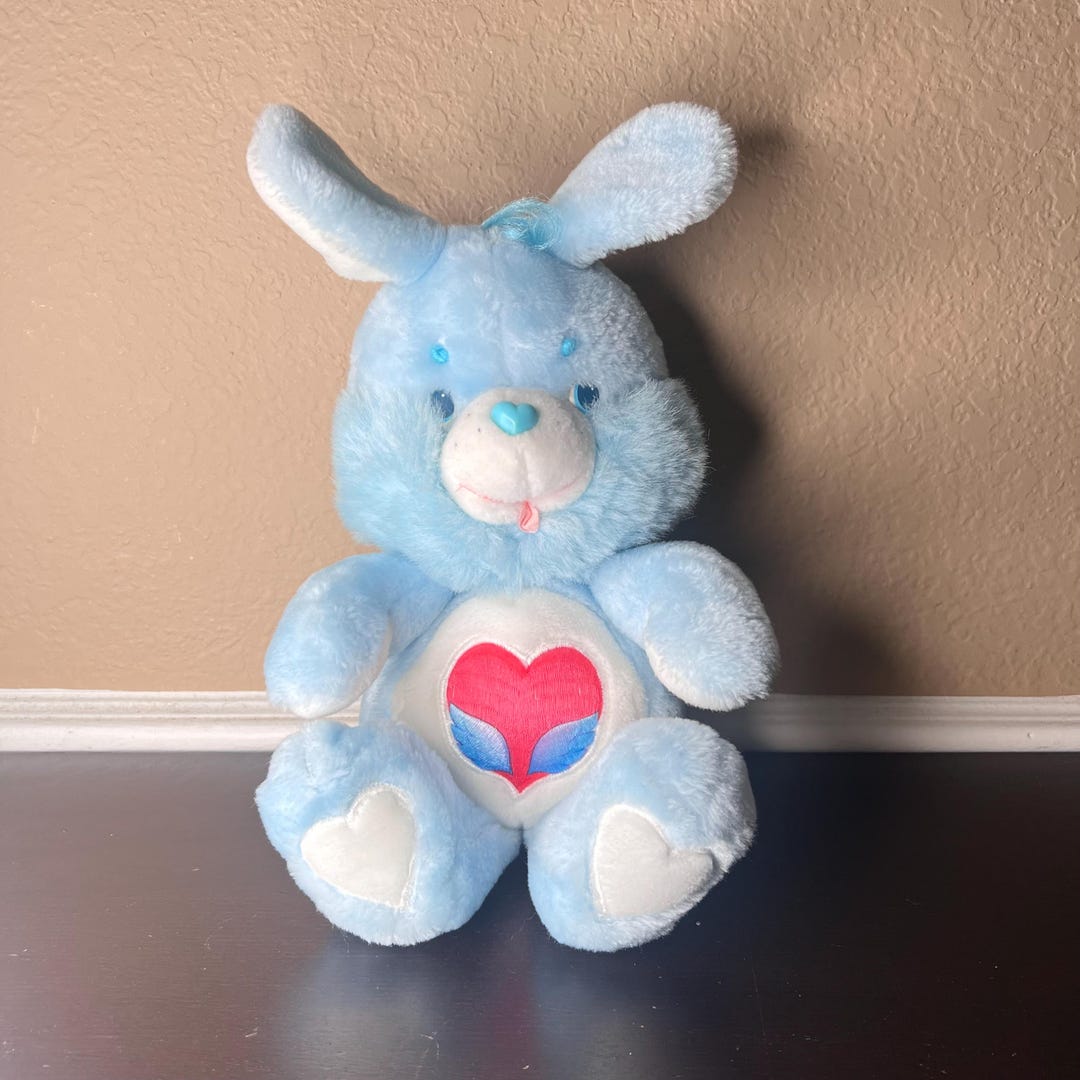 Swif Heart Rabbit Vintage 1984 Care Bear Cousins Swift Heart Rabbit Plush 15” Blue Bunny ...