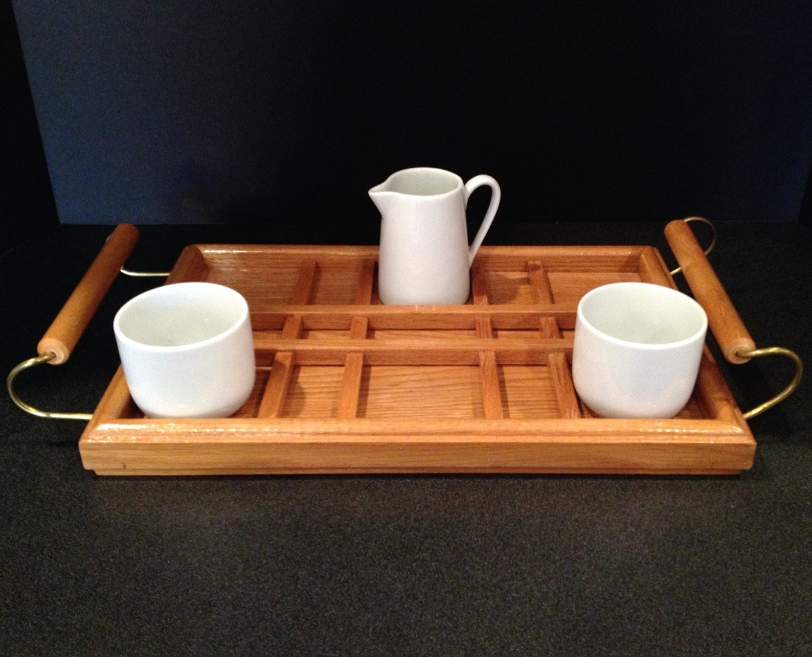 Mid Century Light Wood Serving Tray With Removable Divider Etsy