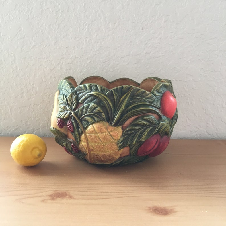 Gorgeous Vintage Holland NB Painted Relief Fruit Bowl image 2