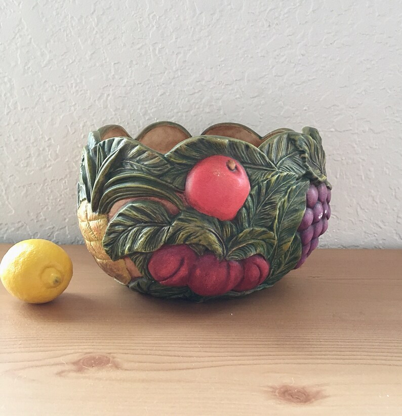 Gorgeous Vintage Holland NB Painted Relief Fruit Bowl image 1