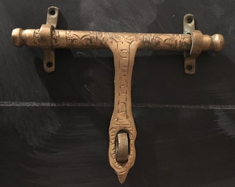 Large Vintage Moroccan Brass Latch with Fasteners.