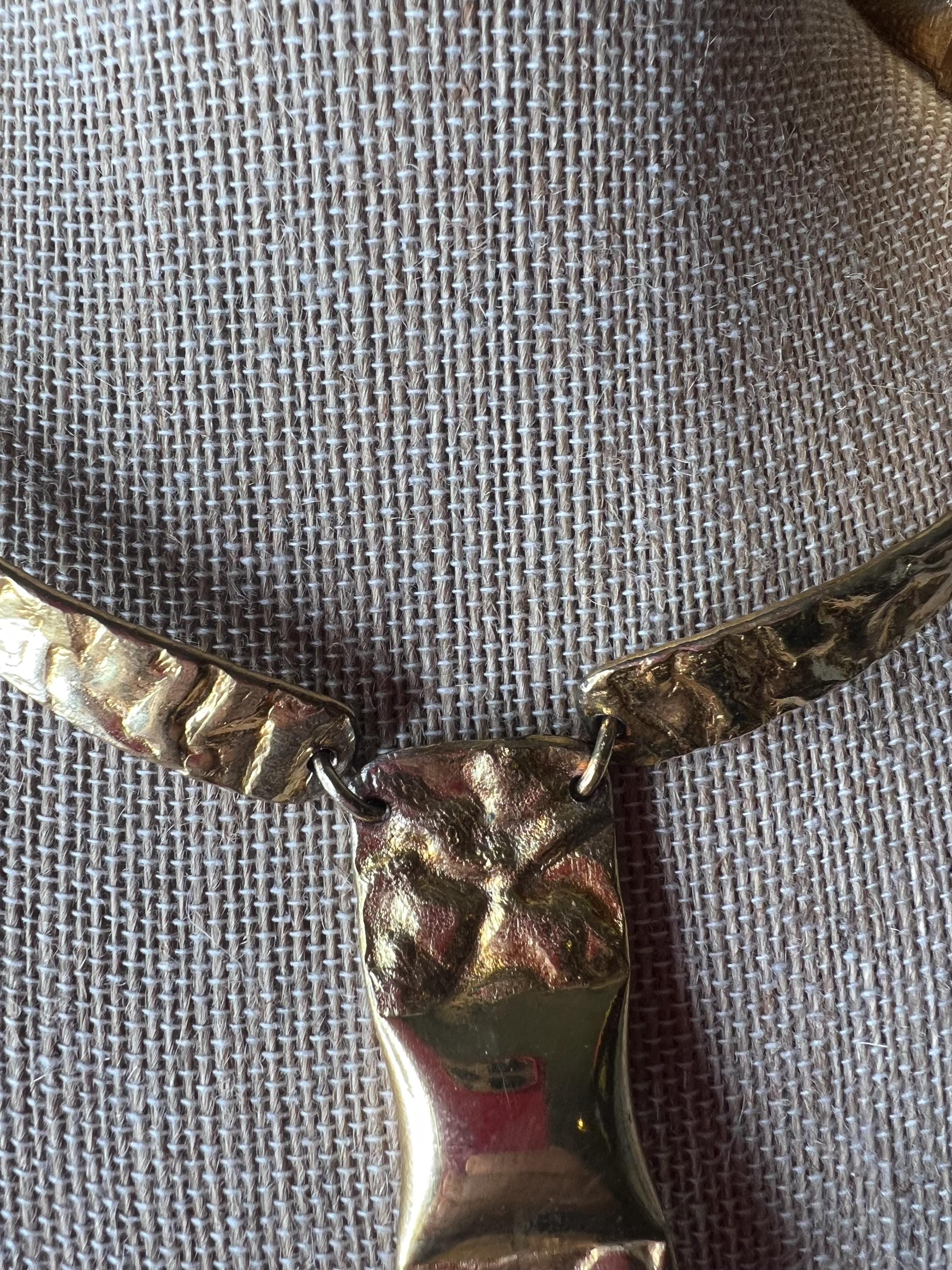 Signed Gold Tone Brutalist Style Choker Necklace main image 1