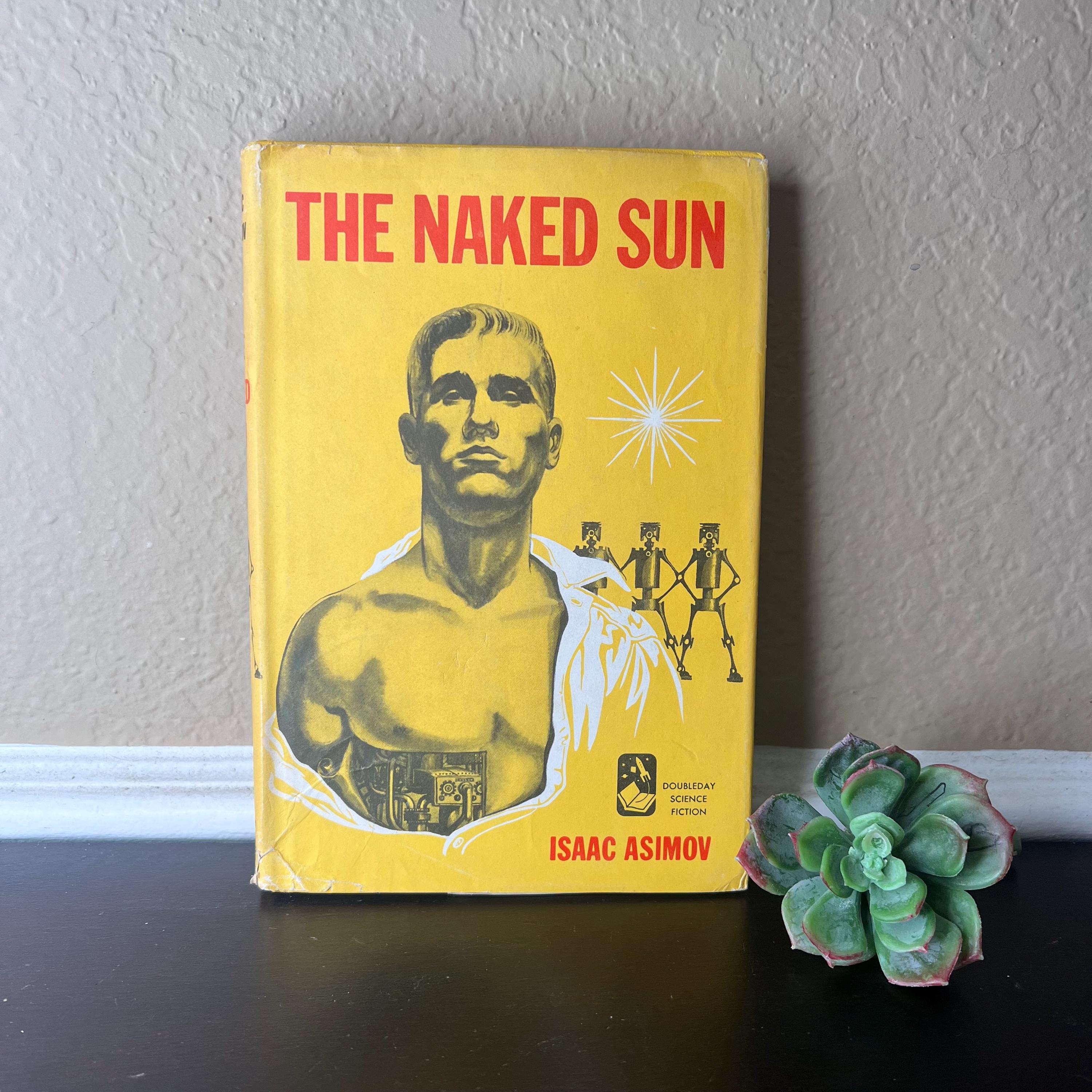 Vintage 1957 Isaac Asimov 'The Naked Sun', Science Fiction Books, Ruth Ray Illustration, Cover Art, Space Age, Futurism, Yellow & Red