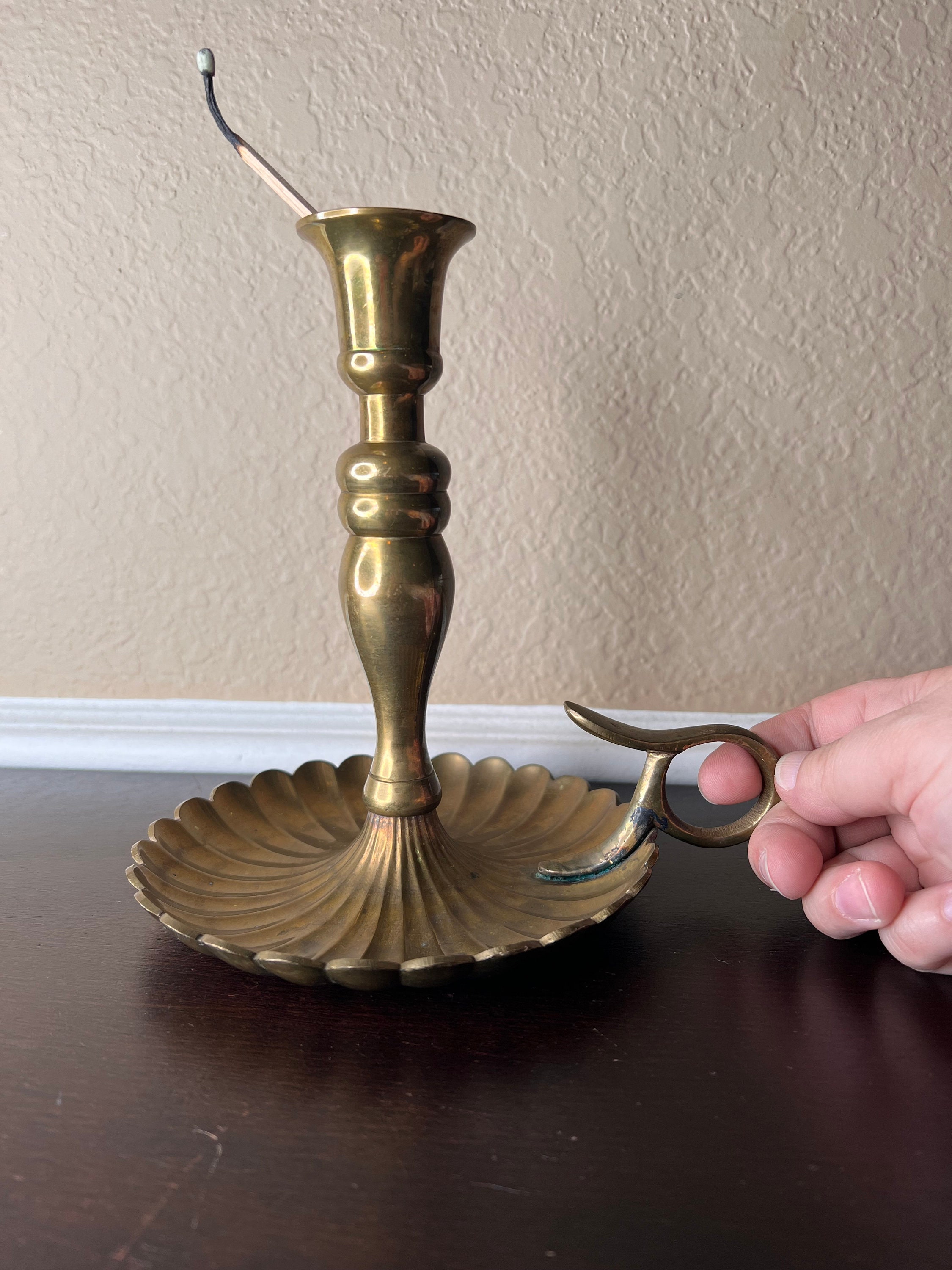 Solid Brass Chamberstick Candle Holder - ELM AVE