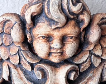 Ange Chérubin Putti En Bois Sculpté - Vendu