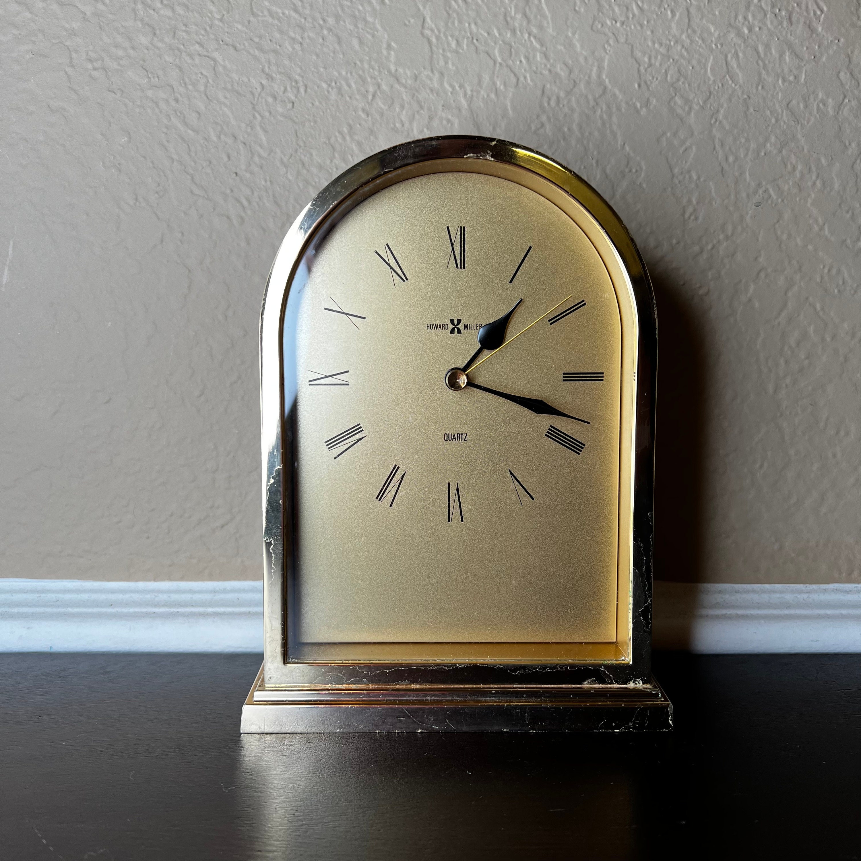 Vintage 1970s / 1980s Howard Miller Brass Mantel Clock Office Etsy