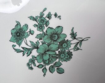 Vintage 1950's Rosenthal China Chippendale Green Bloom Octagonal