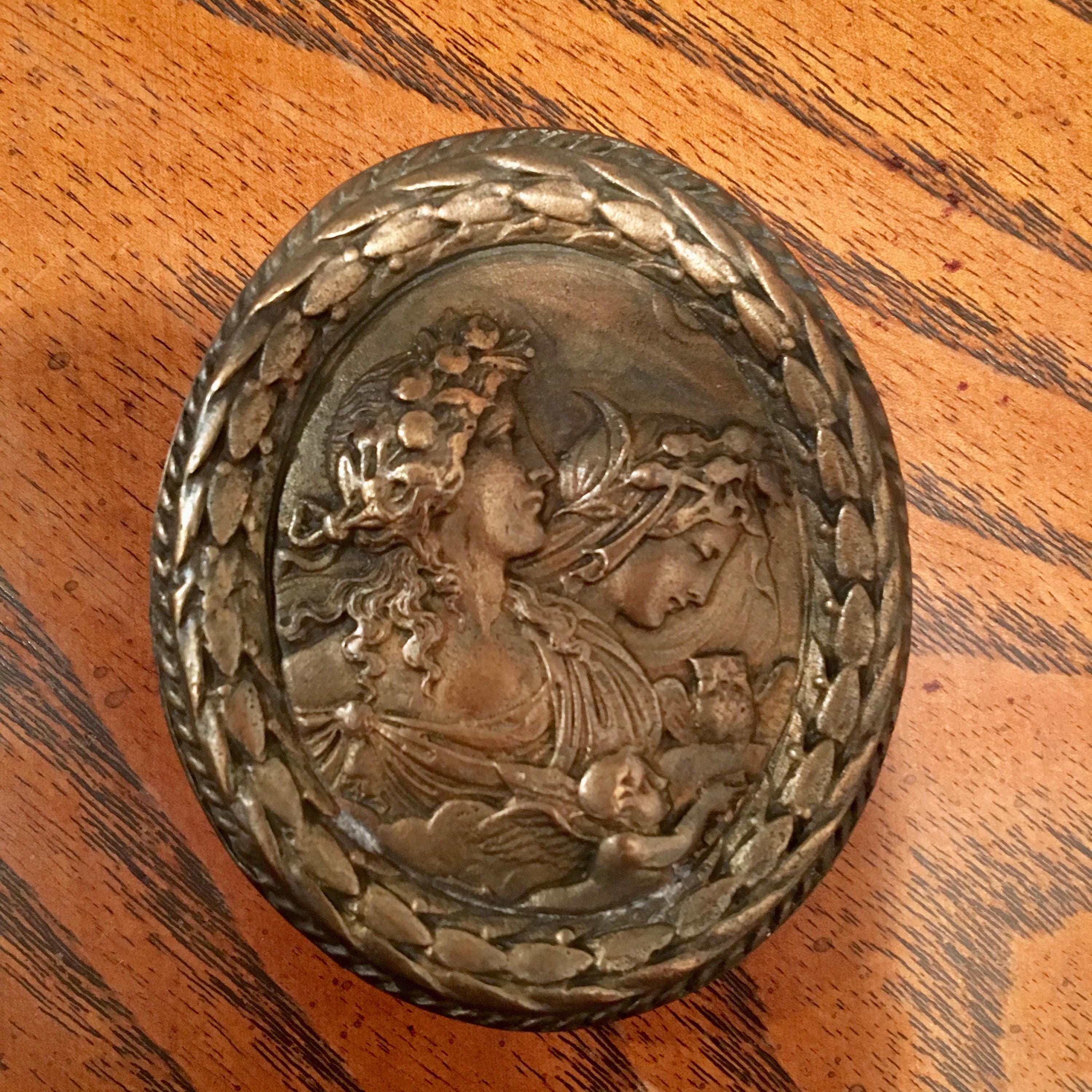 Bouwerie Lane Brass Belt Buckle Libra Balance Celestial Vintage Round Horoscope Brass Celestial & Horoscope Bronze Vintage Belt Buckles for  main image 3