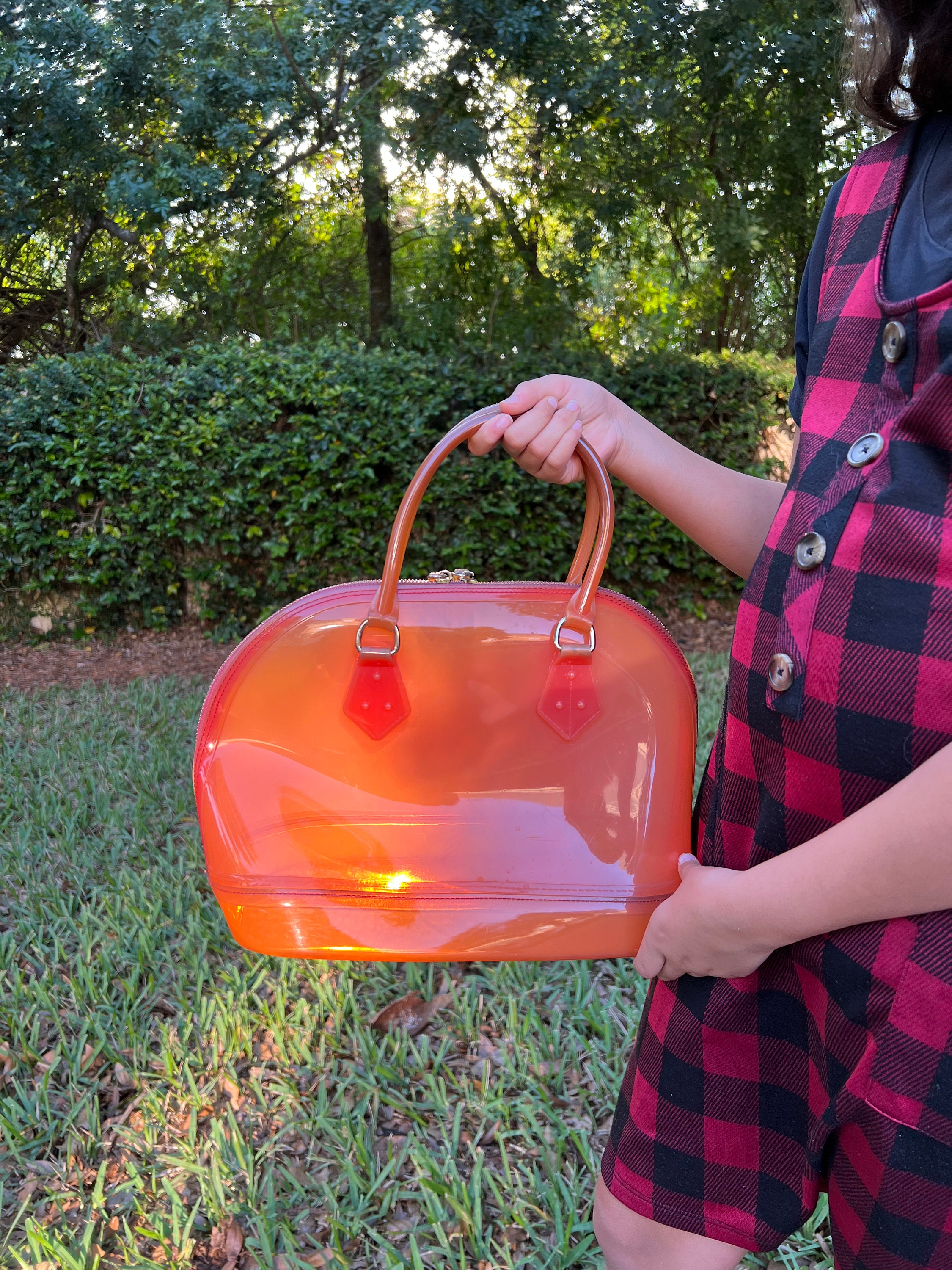 Vintage Y2K 90s Candy Jelly Bag, Pink, Peach, Satchel, Retro
