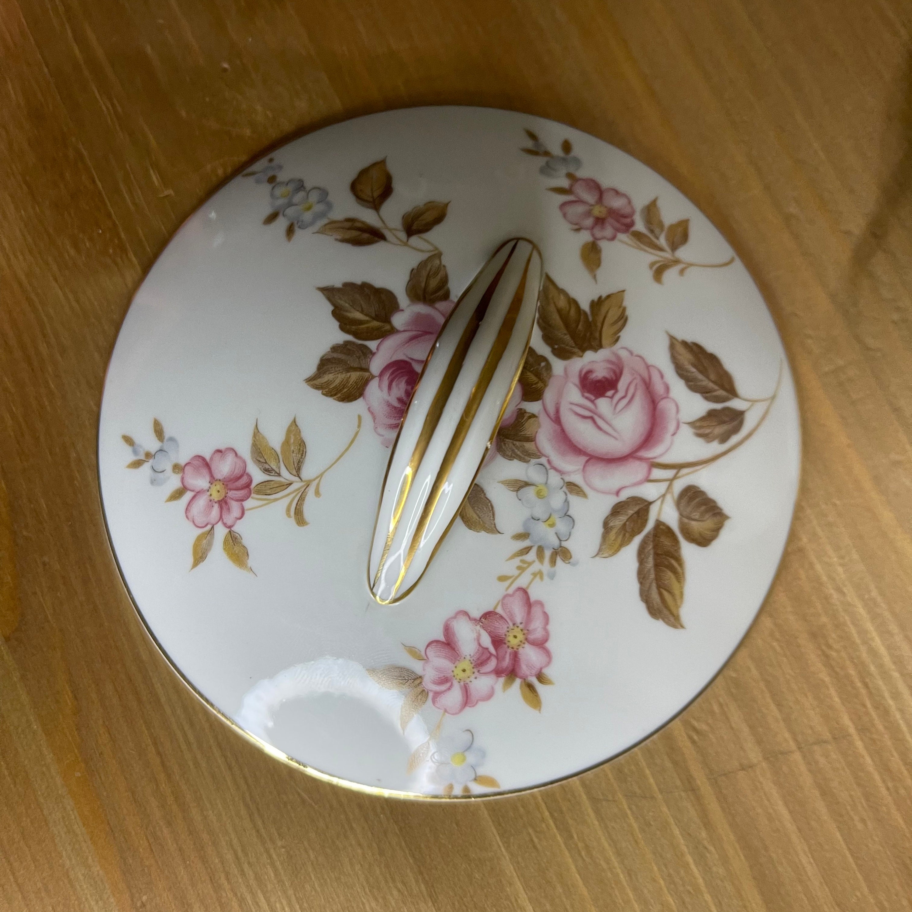 Vintage 1950's Noritake China Rosilla Lidded Sugar Bowl, Small