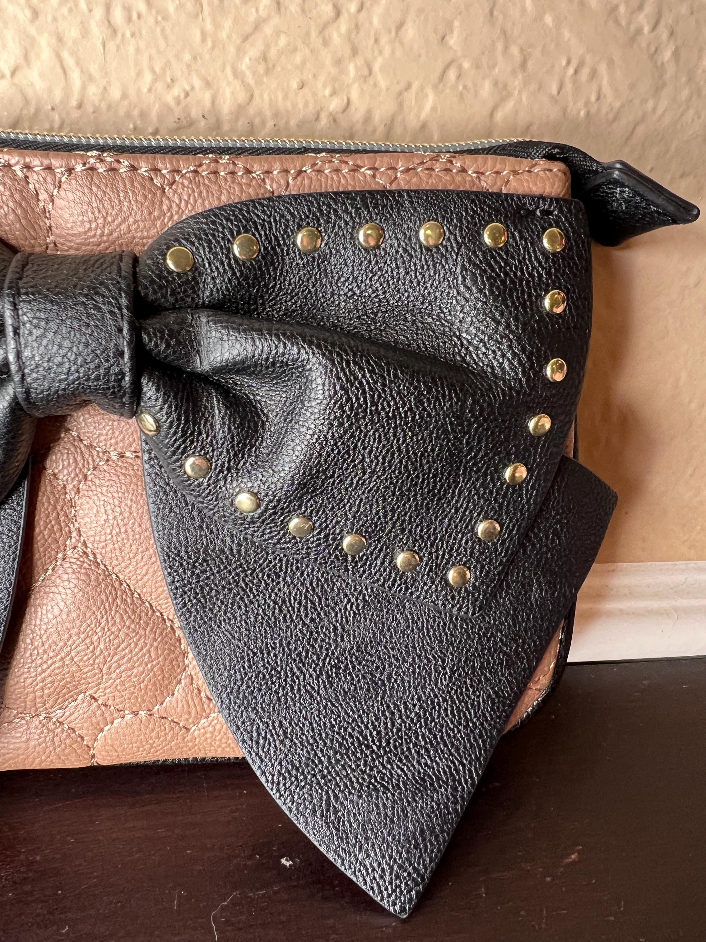 Retired Betsey Johnson Wristlet Purse W Large Bow, Grommets 