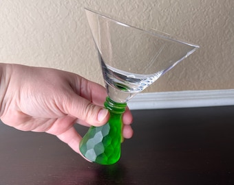 Discontinued Artland Presscott Green 6” Martini Glass, Vintage Barware, Beverage Service, Colored Collectible Glass, Hammered Honeycomb