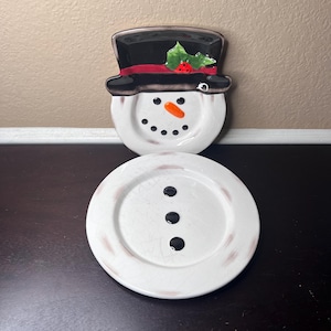 Vintage 1990's Snowman Plate Set, LTD Commodities, Christmas Decor, Santa's Cookies Ideas, Xmas Morning, Festive Holidays, Frosty, Holly