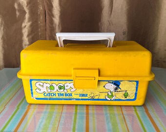 木製・SNOOPY・塩ビ 編み込みBOX! 昭和レトロ! 希少! Vintage Snoopy Zebco Fishing Box Peanuts 1960s Decor - Etsy