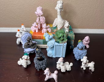 Vintage 1950&#39;s Spaghetti Poodle Pups, Dog Lover, Porcelain Knick Knacks, Kawaii, Cottagecore, Midcentury Ladylike, Kitsch, Figurines, Puppy