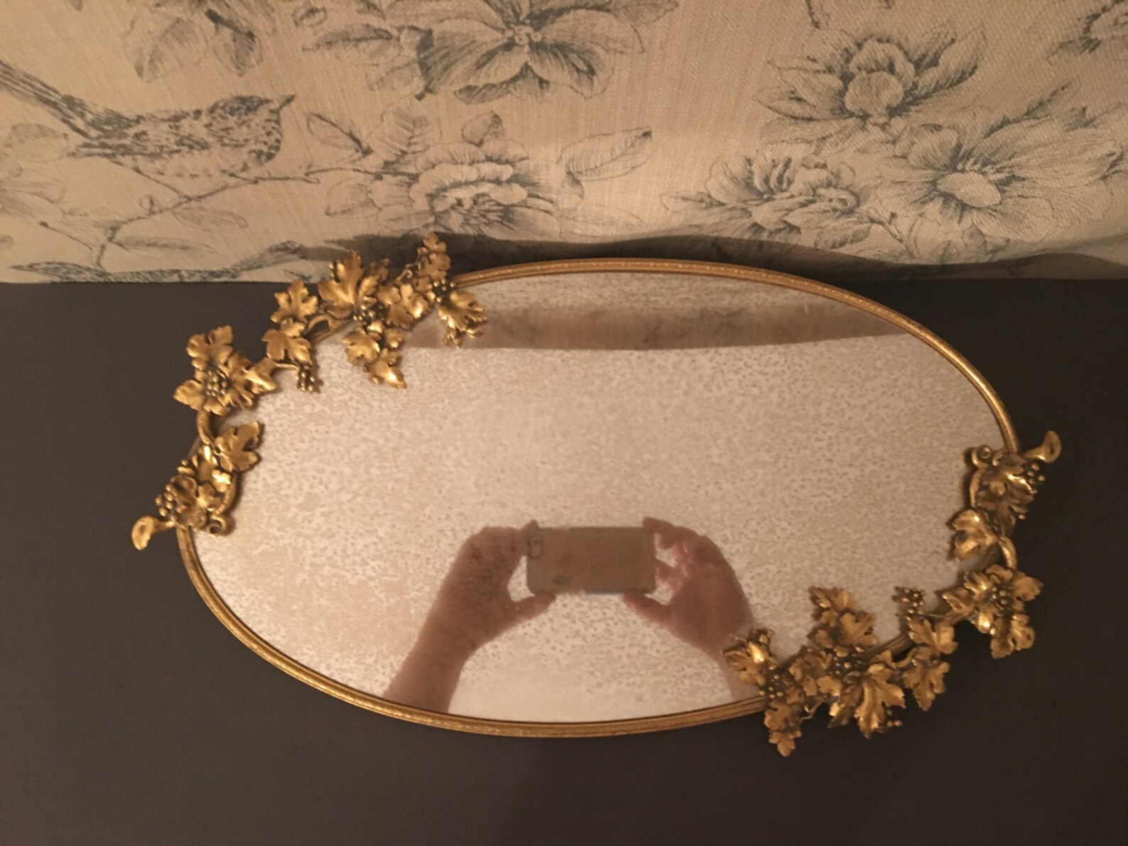 Vintage Ormolu Large Oval Mirror Tray with 3D Gilt Bunches of Etsy
