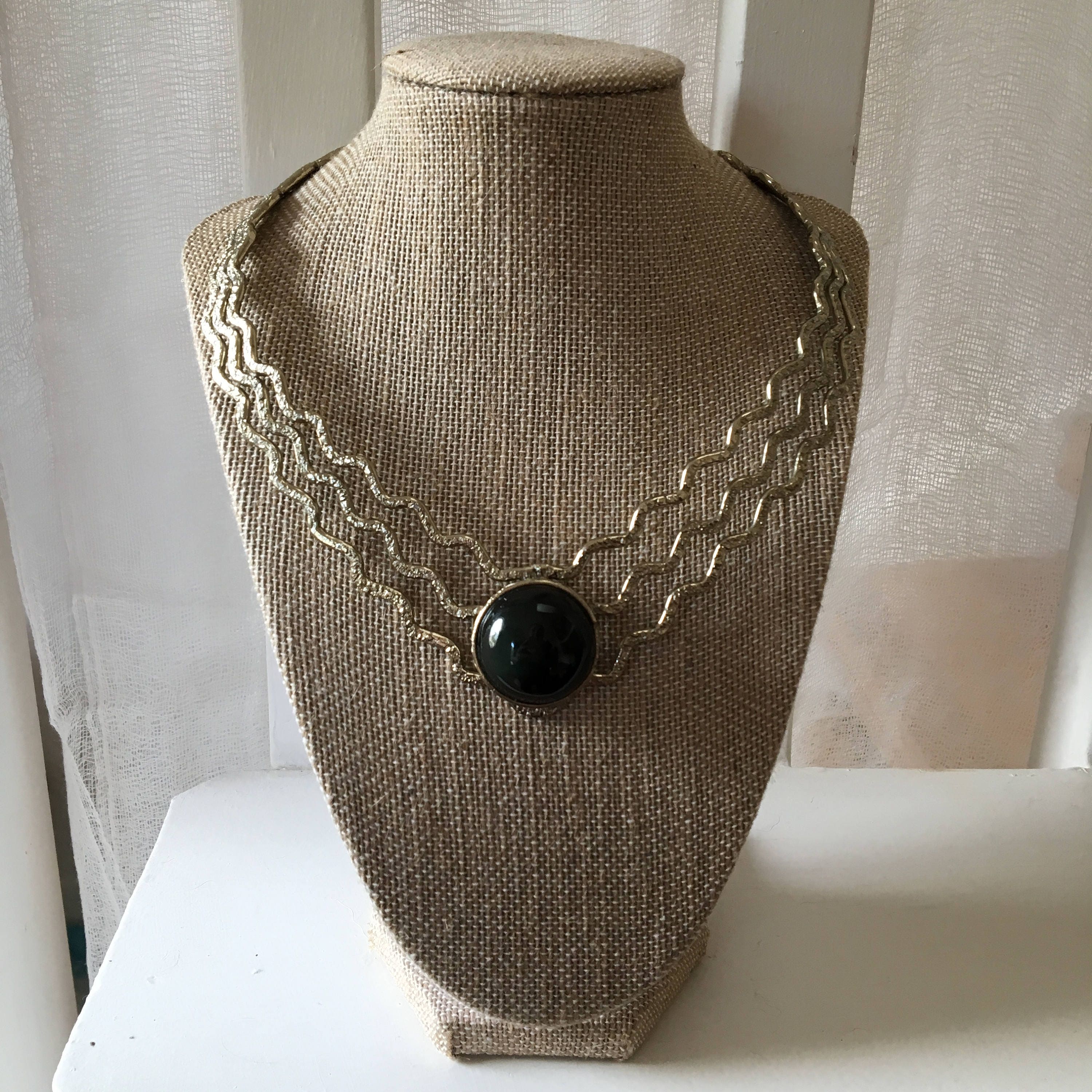 Vintage Handmade Silver Tone Zig Zag Open Collar Choker/necklace