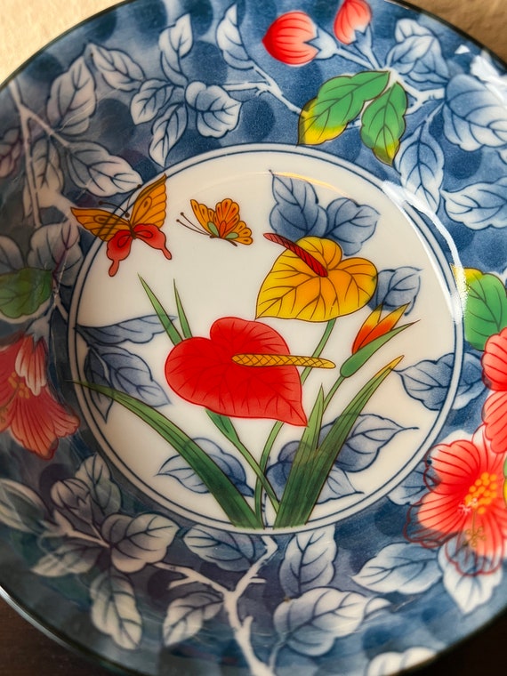 Vintage Andrea Sadek Small Bowl W Bright Tropical Hand-painted