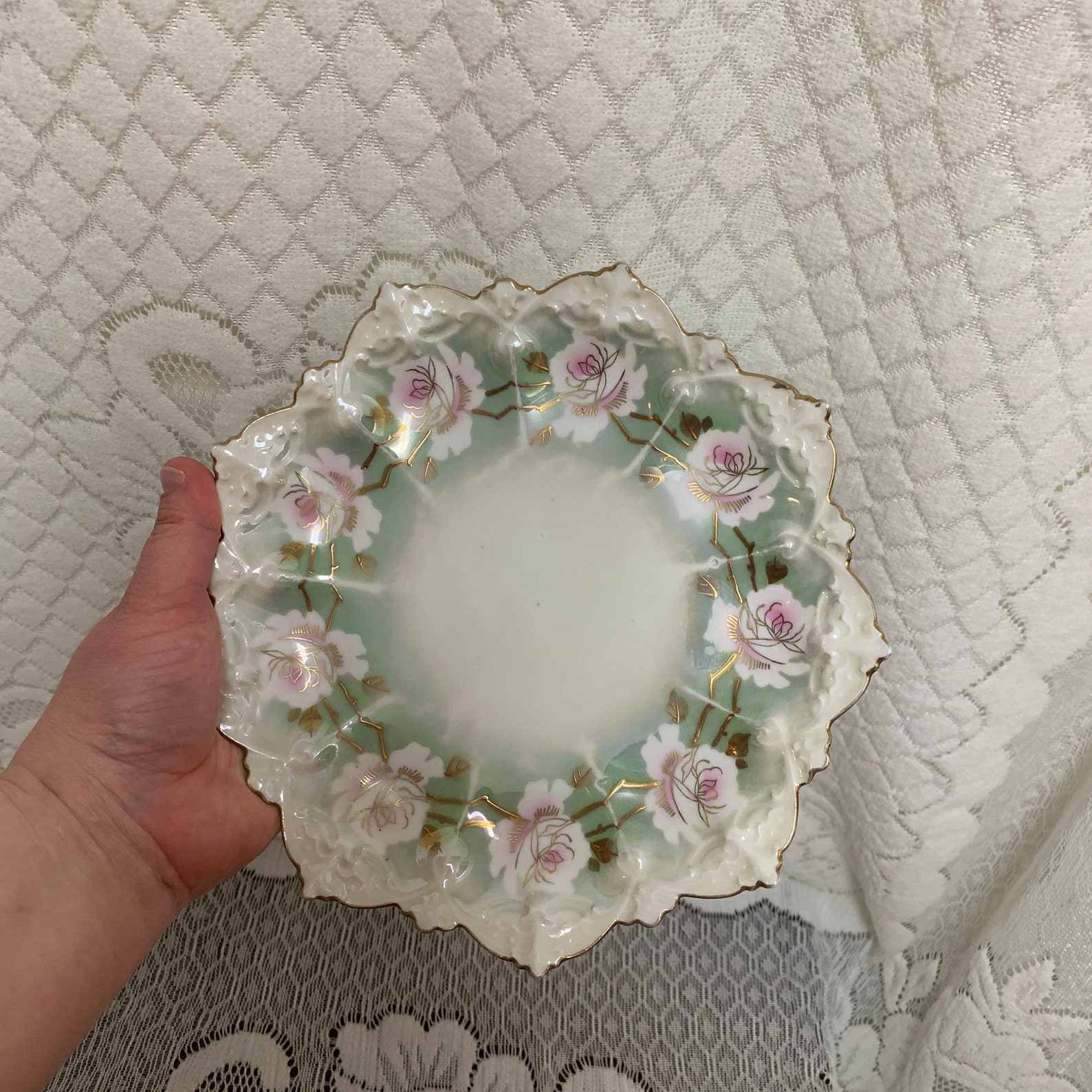Antique MZ Austria Scalloped Edge Salad Plate. Dessert Plate. Etsy