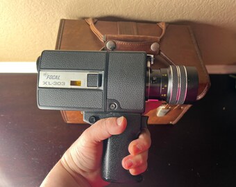 Vintage Focal XL-303 Super 8 Movie Camera With Case | Mid-century